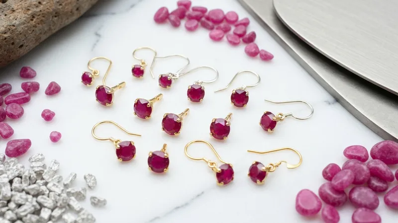 Matériaux des boucles d'oreilles rubis