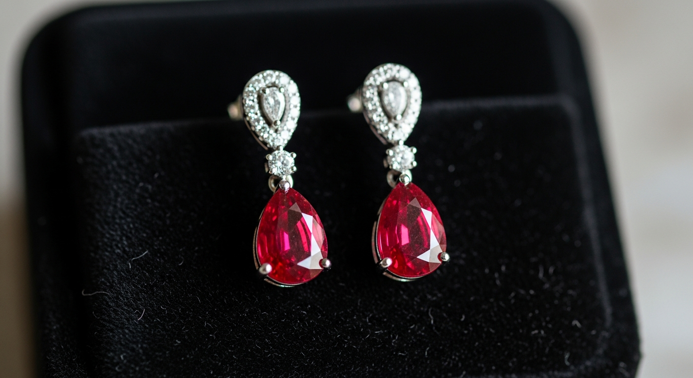 Boucles d'oreilles rubis artisanales savoir-faire unique