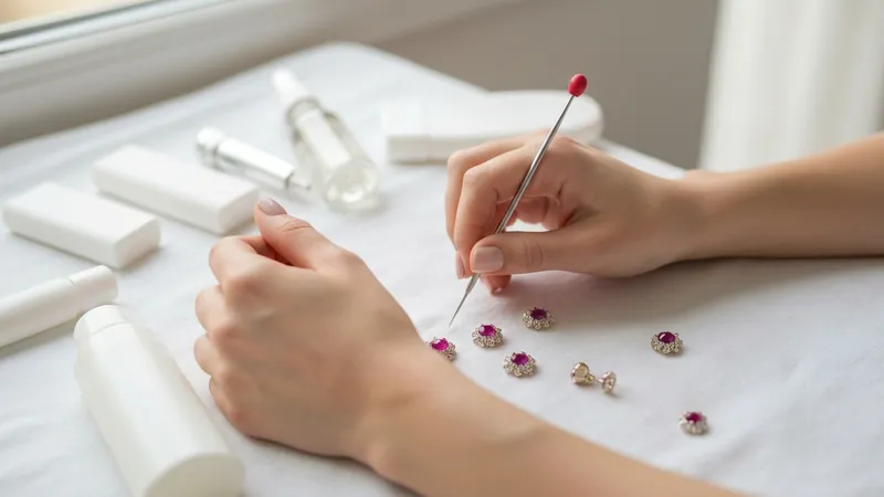 Soins des boucles d'oreilles rubis